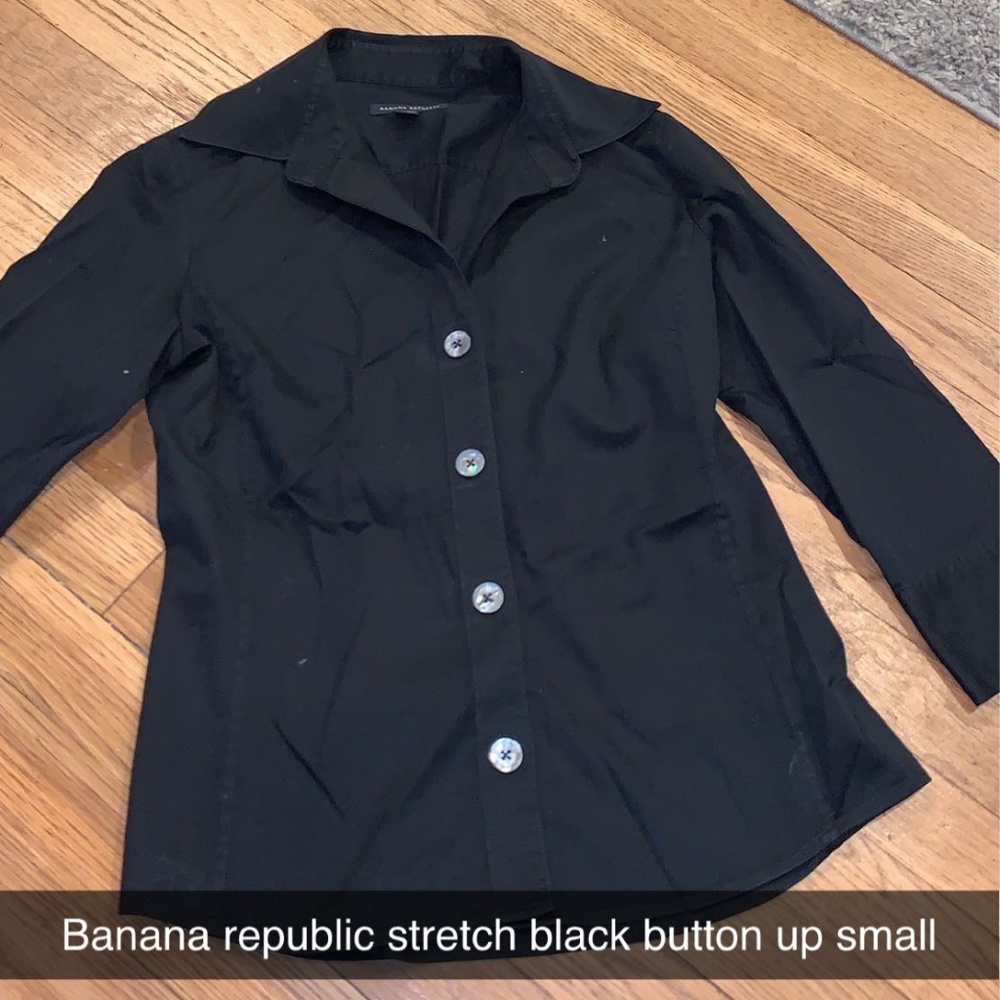 banana republic stretch black button up shirt